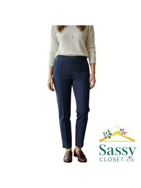 ✨ VINCE Navy Blue Straight Leg Ankle Slit Pants High Rise XL 💙